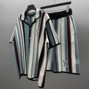 LV Striped Crochet Short-Sleeved Shirt - LRT60