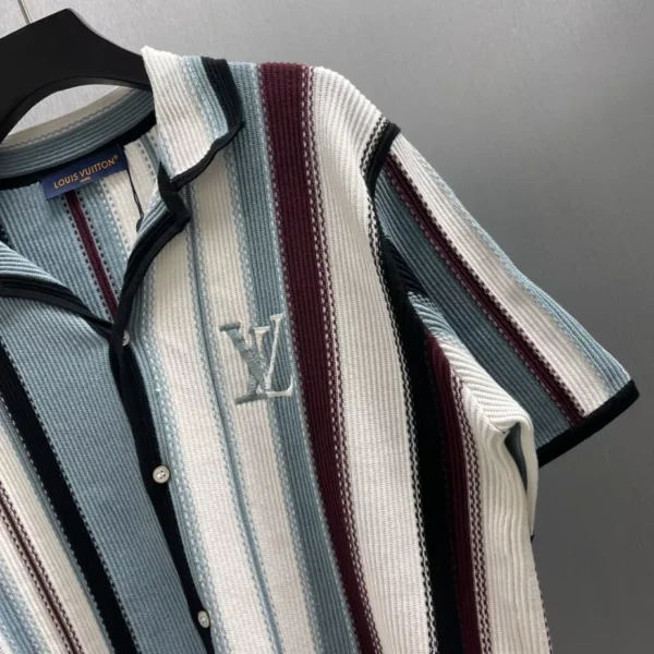 LV Striped Crochet Short-Sleeved Shirt - LRT60