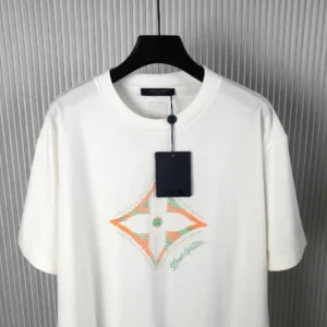 LV Monogram Flower 3D Gradient Print T-Shirt in White - LRT71