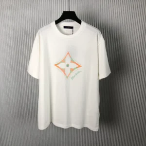 LV Monogram Flower 3D Gradient Print T-Shirt in White - LRT71