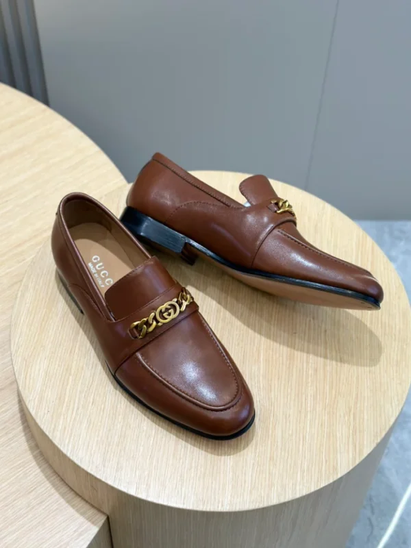 Gc Men's Leather Loafers With Interlocking G - RG01