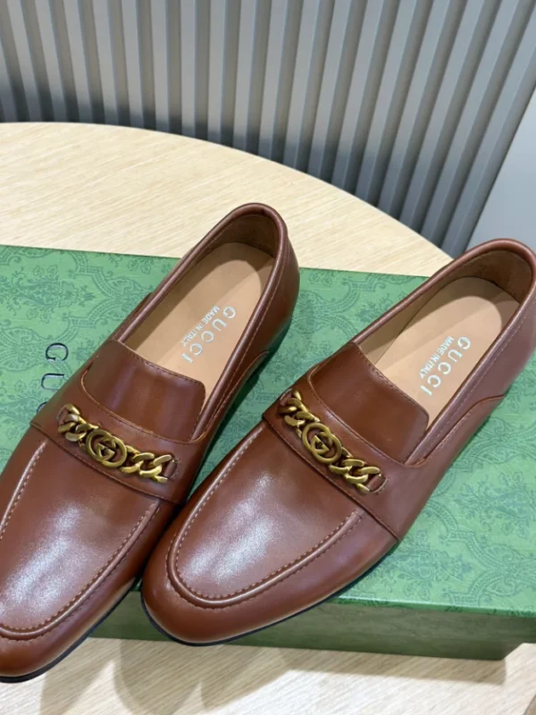 Gc Men's Leather Loafers With Interlocking G - RG01