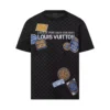 LV Art Printed Damier Cotton T-Shirt in Black - LRT88