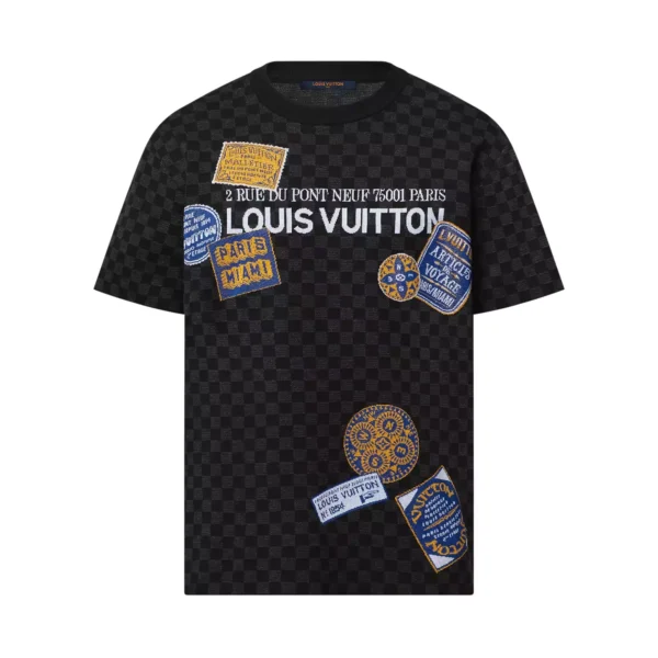 LV Art Printed Damier Cotton T-Shirt in Black - LRT88