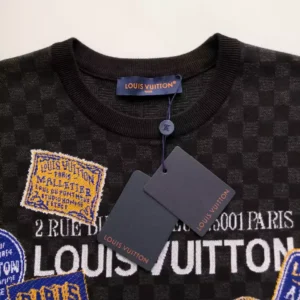 LV Art Printed Damier Cotton T-Shirt in Black - LRT88