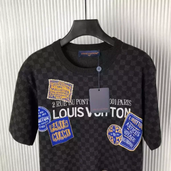 LV Art Printed Damier Cotton T-Shirt in Black - LRT88