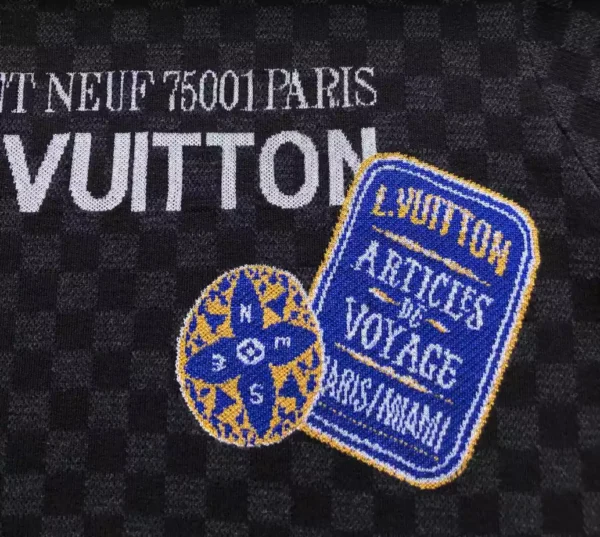 LV Art Printed Damier Cotton T-Shirt in Black - LRT88