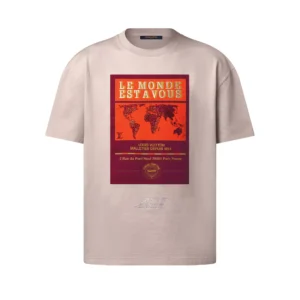 LV Embellished Graphic Cotton T-Shirt in Brown - LRT73