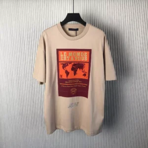 LV Embellished Graphic Cotton T-Shirt in Brown - LRT73