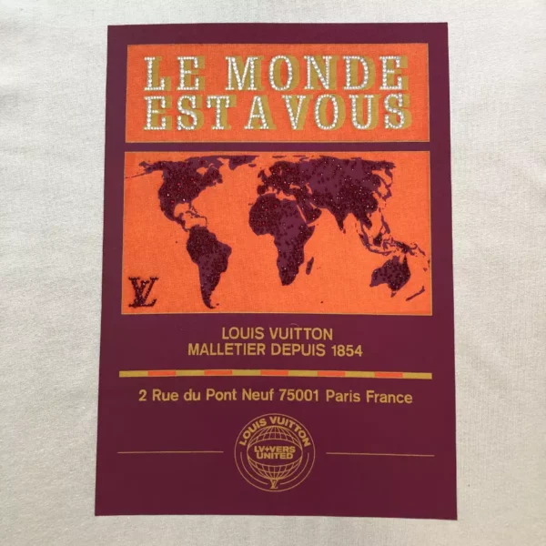LV Embellished Graphic Cotton T-Shirt in Brown - LRT73