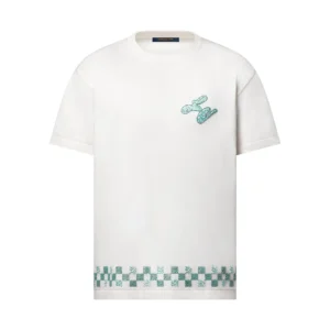 LV Embellished Short-Sleeved Crewneck in White - LRT90