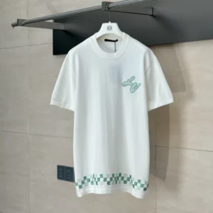 LV Embellished Short-Sleeved Crewneck in White - LRT90
