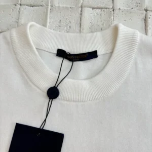 LV Embellished Short-Sleeved Crewneck in White - LRT90
