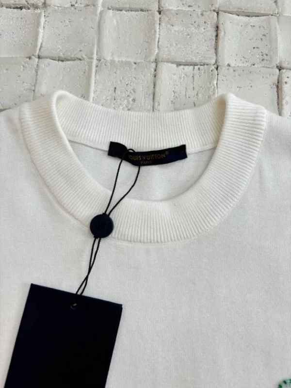LV Embellished Short-Sleeved Crewneck in White - LRT90
