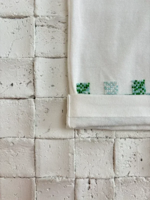 LV Embellished Short-Sleeved Crewneck in White - LRT90