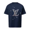 LV Embroidered Cotton T-Shirt in Blue - LRT91