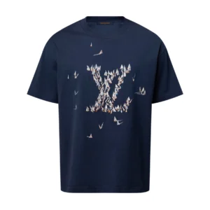 LV Embroidered Cotton T-Shirt in Blue - LRT91