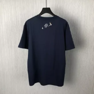 LV Embroidered Cotton T-Shirt in Blue - LRT91