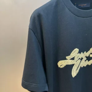 LV Embroidered Signature T-Shirt in Black - LRT99
