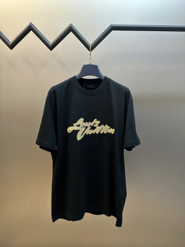 LV Embroidered Signature T-Shirt in Black - LRT99
