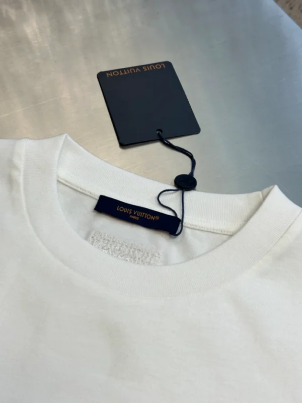 LV Embroidered Signature T-Shirt in White - LRT100