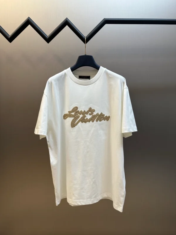 LV Embroidered Signature T-Shirt in White - LRT100