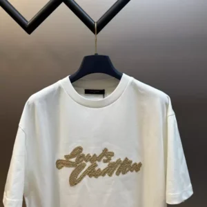 LV Embroidered Signature T-Shirt in White - LRT100