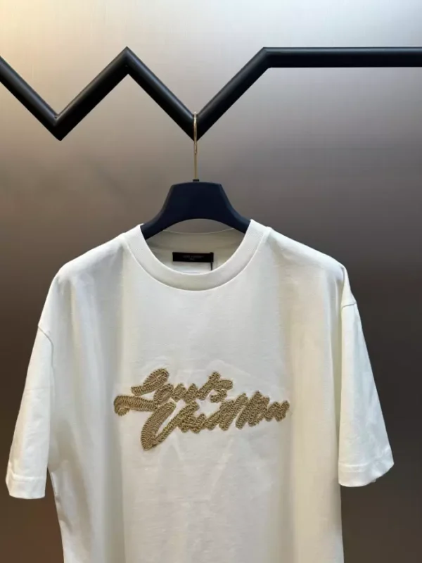 LV Embroidered Signature T-Shirt in White - LRT100