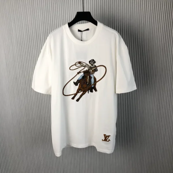 LV Graphic Embroidered Cotton T-Shirt - LRT76