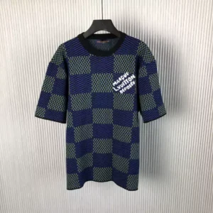 LV Jacquard Damier Short-Sleeved Cotton Crewneck - LRT79
