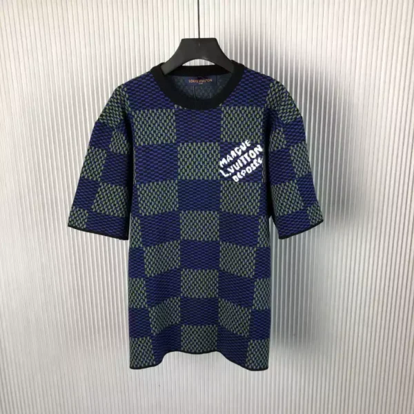 LV Jacquard Damier Short-Sleeved Cotton Crewneck - LRT79