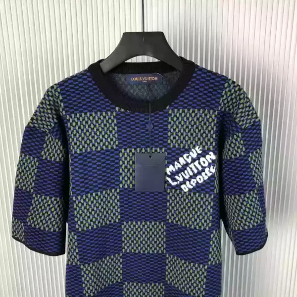 LV Jacquard Damier Short-Sleeved Cotton Crewneck - LRT79