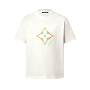 LV Monogram Flower 3D Gradient Print T-Shirt in White - LRT71