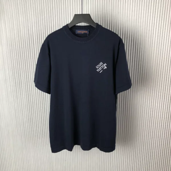LV Signature Short-Sleeved Cotton Crewneck in Blue - LRT106