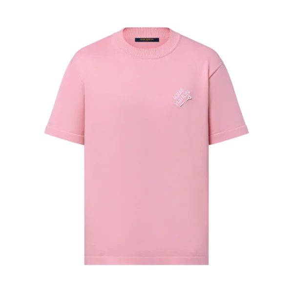 LV Signature Short-Sleeved Cotton Crewneck in Pink - LRT104