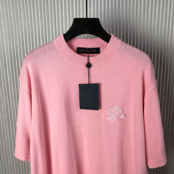 LV Signature Short-Sleeved Cotton Crewneck in Pink - LRT104