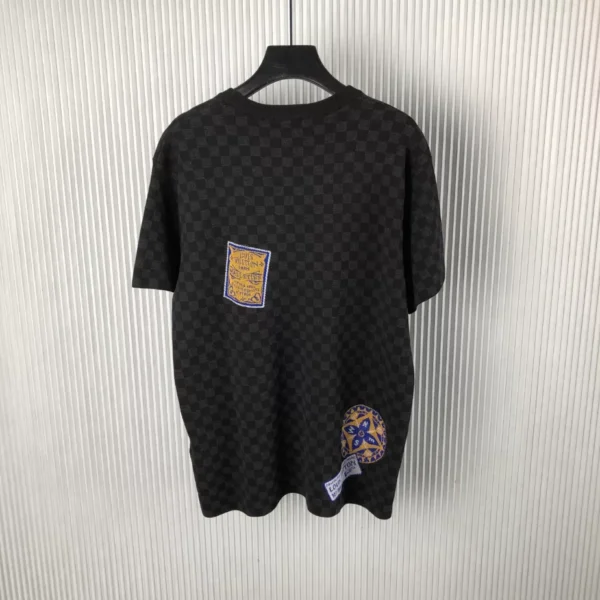 LV Art Printed Damier Cotton T-Shirt in Black - LRT88