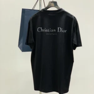 Christian Dior Couture T-Shirt, Relaxed Fit Black Distressed-Effect Cotton Jersey - DRT11