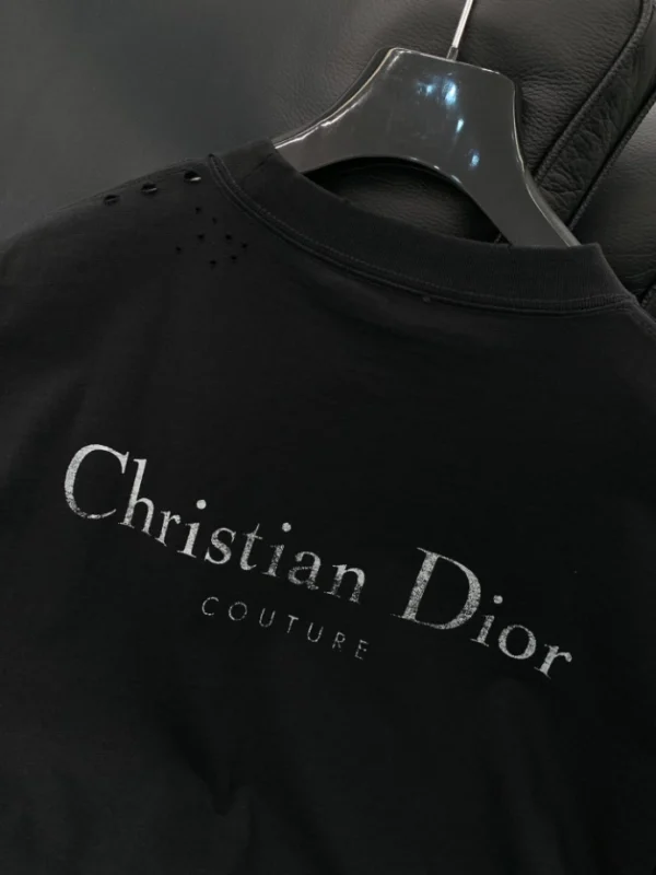 Christian Dior Couture T-Shirt, Relaxed Fit Black Distressed-Effect Cotton Jersey - DRT11