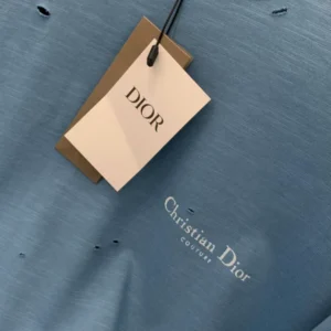 Christian Dior Couture T-Shirt, Relaxed Fit Blue Distressed-Effect Cotton Jersey - DRT10