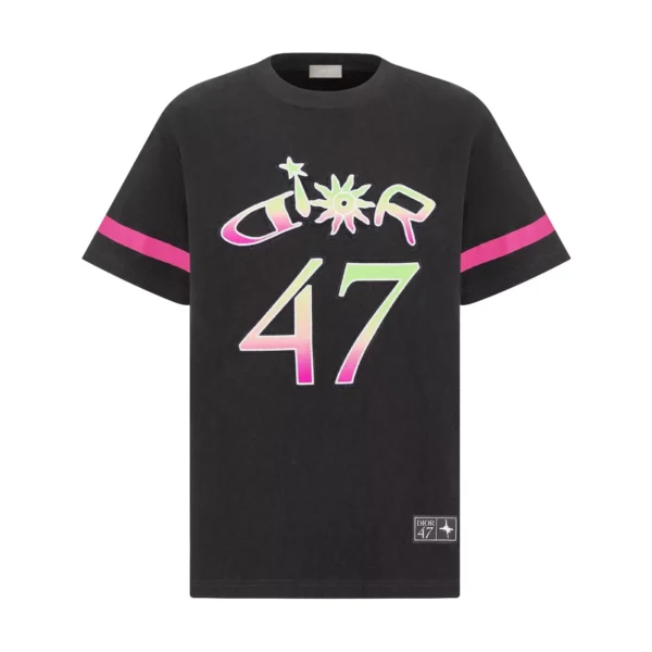 Dior And Lewis Hamilton T-Shirt Relaxed Fit Black Slub Cotton Jersey - DRT02