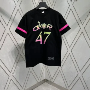 Dior And Lewis Hamilton T-Shirt Relaxed Fit Black Slub Cotton Jersey - DRT02