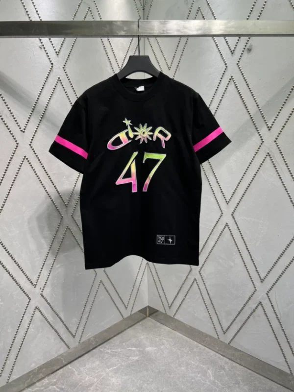 Dior And Lewis Hamilton T-Shirt Relaxed Fit Black Slub Cotton Jersey - DRT02