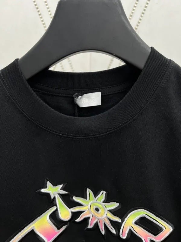 Dior And Lewis Hamilton T-Shirt Relaxed Fit Black Slub Cotton Jersey - DRT02
