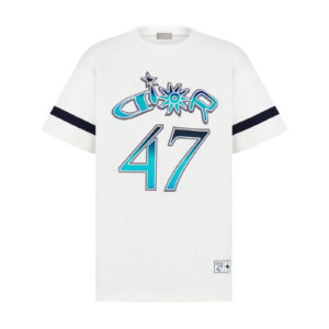 Dior And Lewis Hamilton T-Shirt Relaxed Fit White Slub Cotton Jersey - DRT01