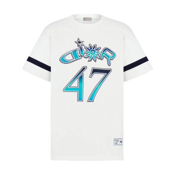 Dior And Lewis Hamilton T-Shirt Relaxed Fit White Slub Cotton Jersey - DRT01