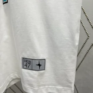 Dior And Lewis Hamilton T-Shirt Relaxed Fit White Slub Cotton Jersey - DRT01