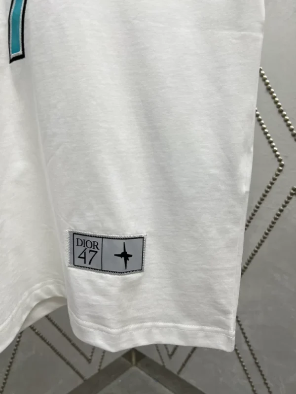 Dior And Lewis Hamilton T-Shirt Relaxed Fit White Slub Cotton Jersey - DRT01