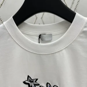 Dior And Lewis Hamilton T-Shirt Relaxed Fit White Slub Cotton Jersey - DRT01