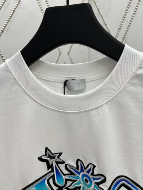 Dior And Lewis Hamilton T-Shirt Relaxed Fit White Slub Cotton Jersey - DRT01